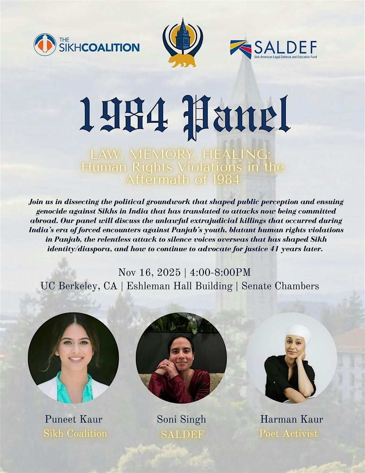 UC Berkeley Sikh Student Association - 1984 Panel, 16 November | Event in Berkeley | AllEvents