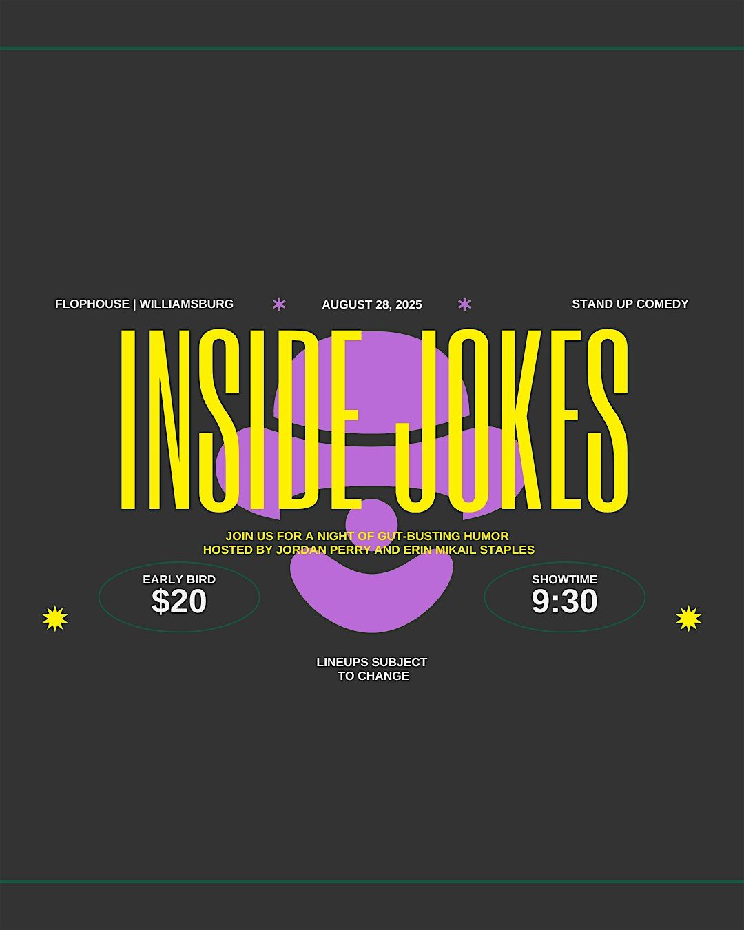 Inside Jokes, 28 August | Event in Brooklyn | AllEvents