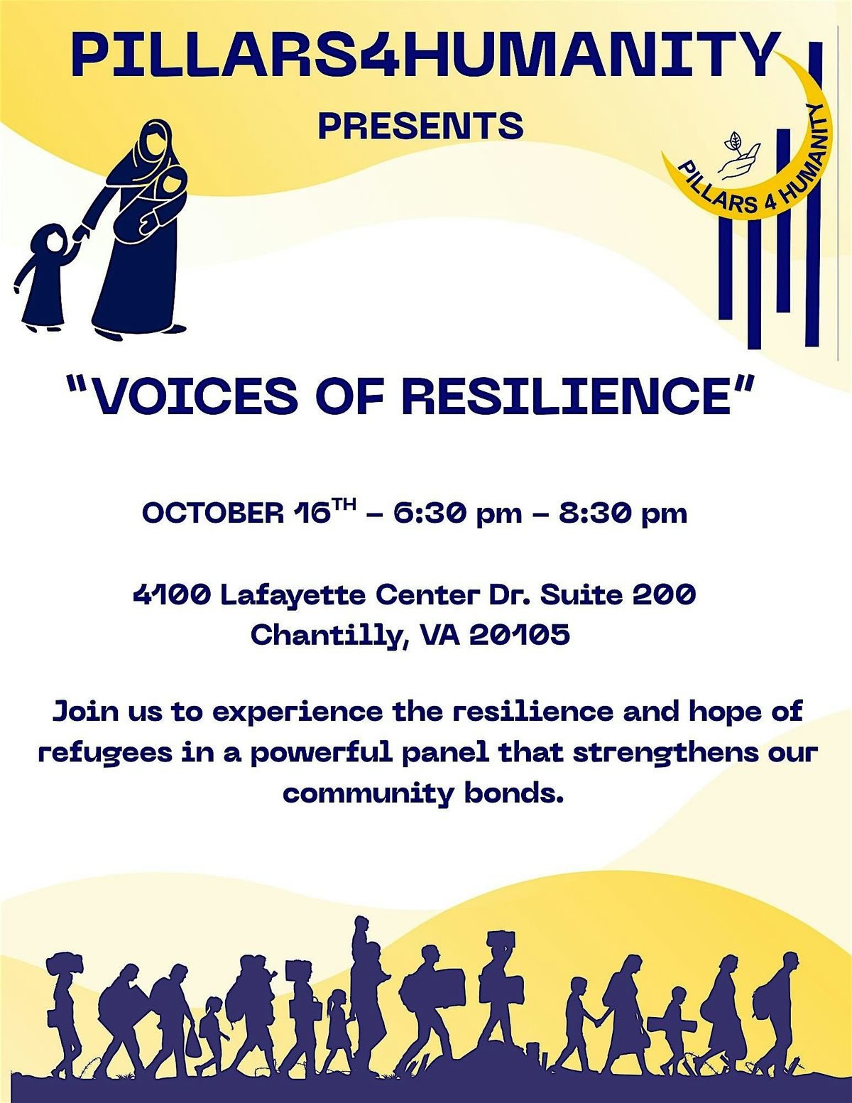 Pillars4Humanity Presents "VOICES OF RESILIENCE", 16 October | Event in Chantilly | AllEvents