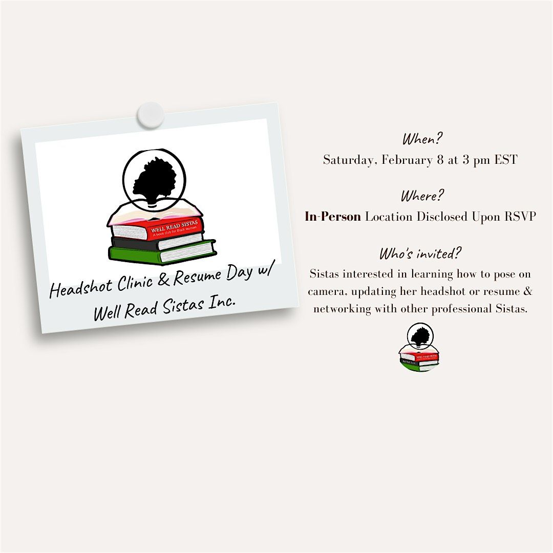 Headshot Clinic & Resume Day with Well Read Sistas!, 7 February | Event in Brooklyn | AllEvents
