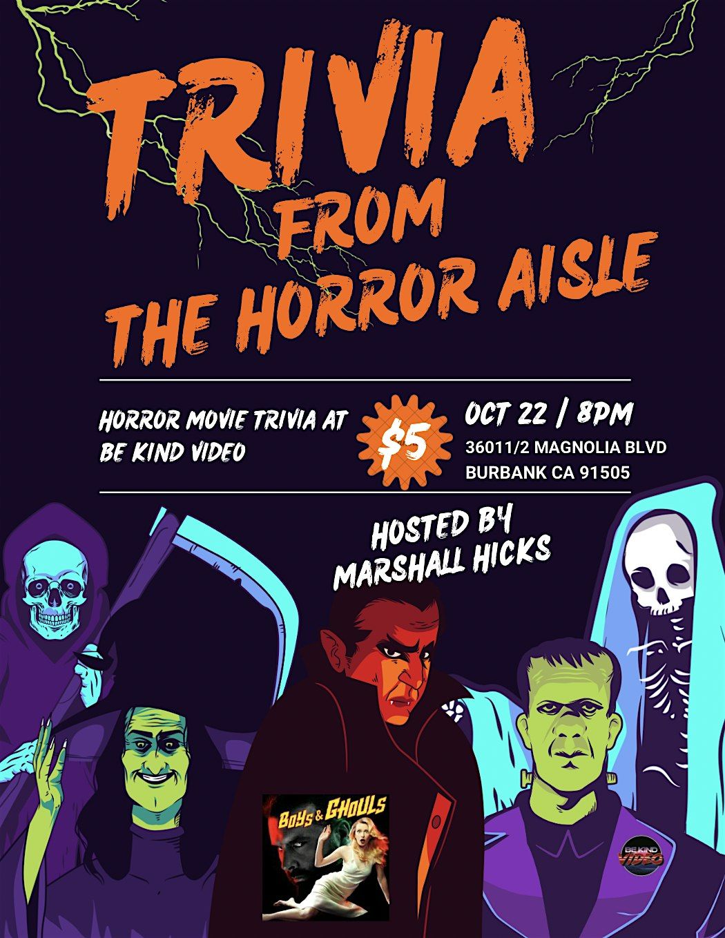 Trivia From the Horror Aisle WEDS 10/22 8PM at Be Kind Video, 22 October | Event in Burbank | AllEvents