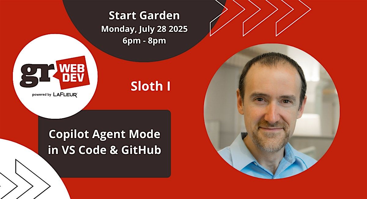 GRWebDev presents Sloth I: Copilot Agent Mode in VS Code & GitHub, 28 July | Event in Grand Rapids | AllEvents