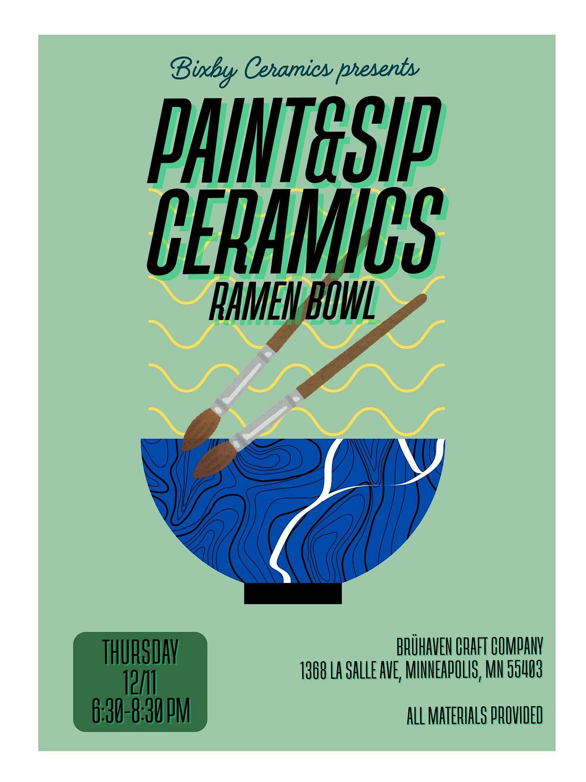 Paint and Sip Ceramics: Ramen Bowl, 11 December | Event in Minneapolis | AllEvents