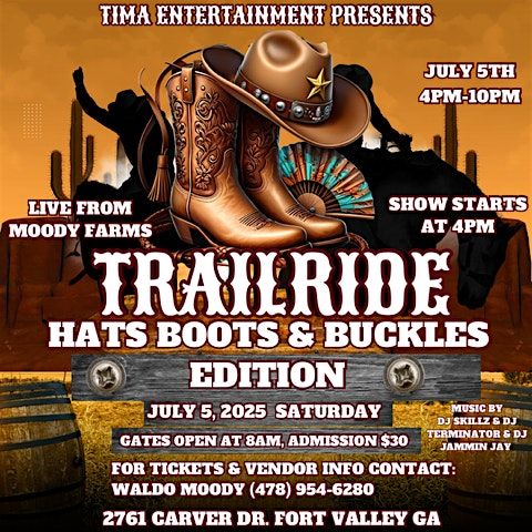 Trail Ride: Hats, Boots & Buckles Edition - Fort Valley, 5 July | Event in Fort Valley | AllEvents