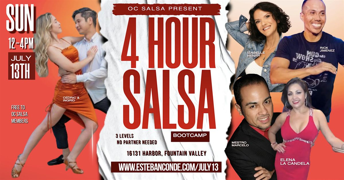 4 Hour Salsa for Beginners - No Partner Needed - Sun 7/13 FOUNTAIN VALLEY, 13 July | Event in Fountain Valley