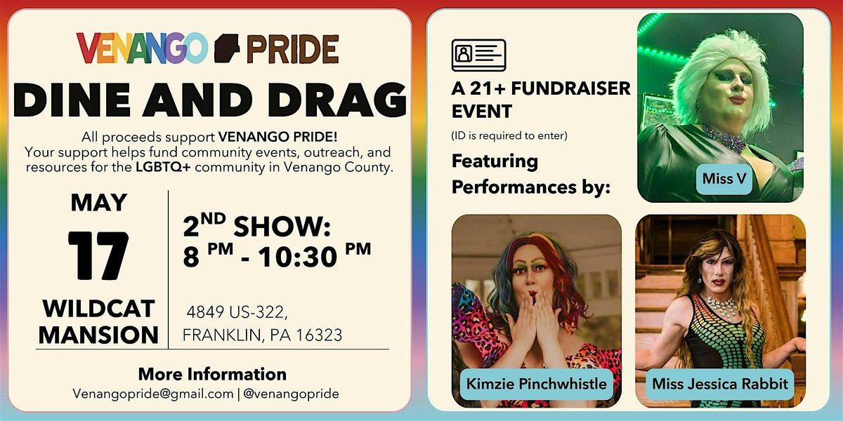 Venango Pride - Dine & Drag Fundraiser - Show 2, 17 May | Event in Franklin | AllEvents