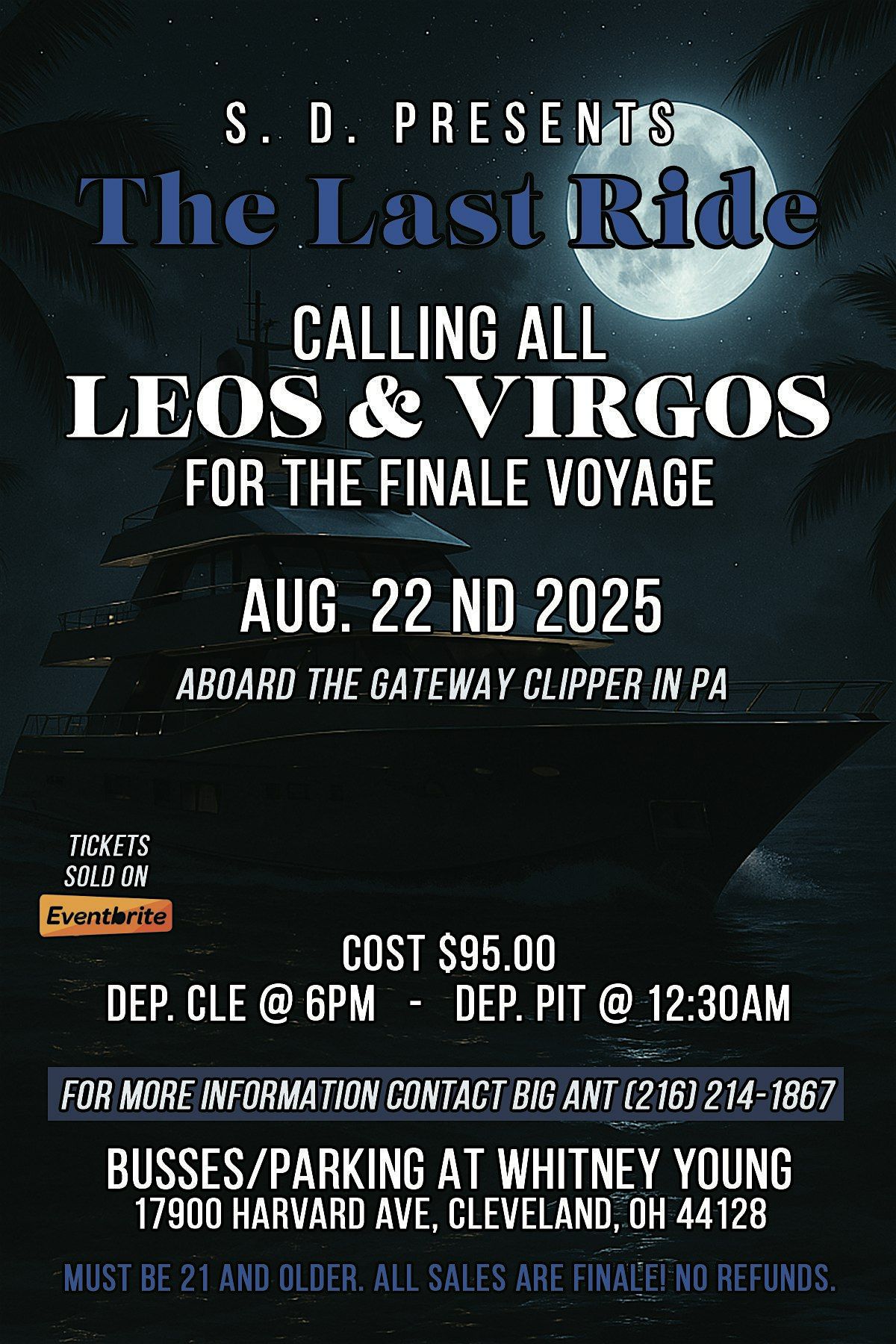 The Last Ride (Leos and Virgos Boat Ride), 22 August | Event in Cleveland | AllEvents
