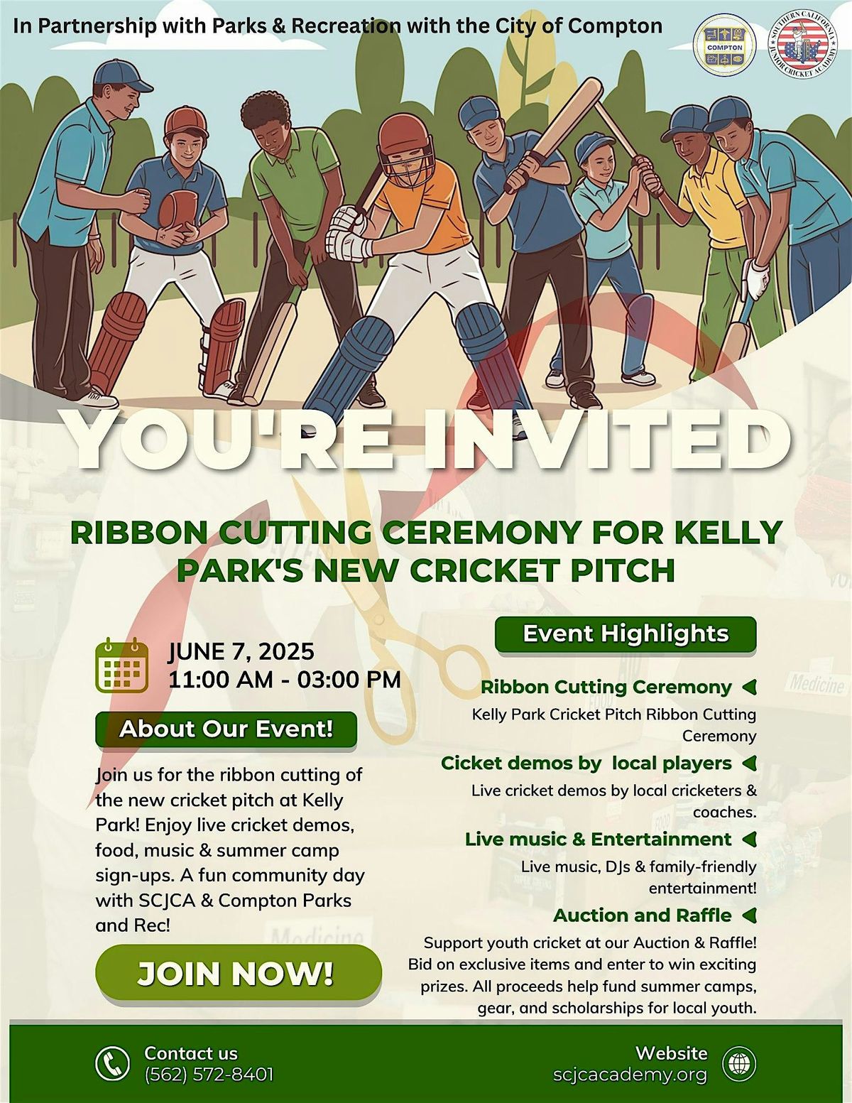 Ribbon Cutting Ceremony for Kelly Park's New Cricket Pitch, 7 June | Event in Compton | AllEvents
