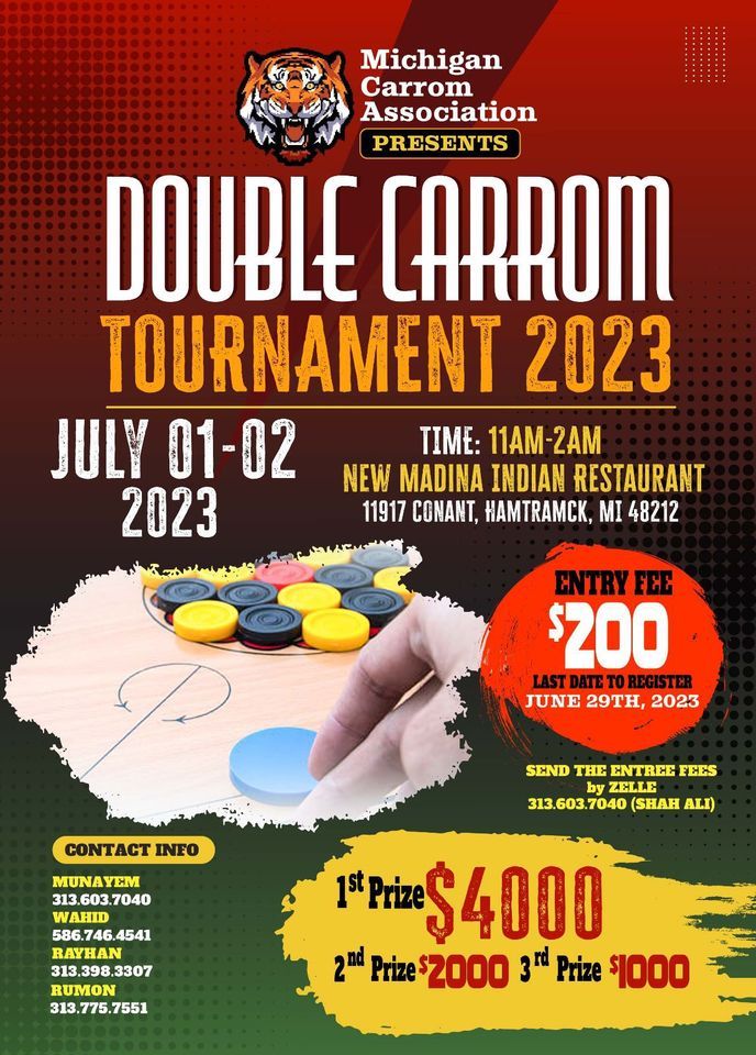 Double Carrom Tournament2023, New Madina Indian Restaurant 11917
