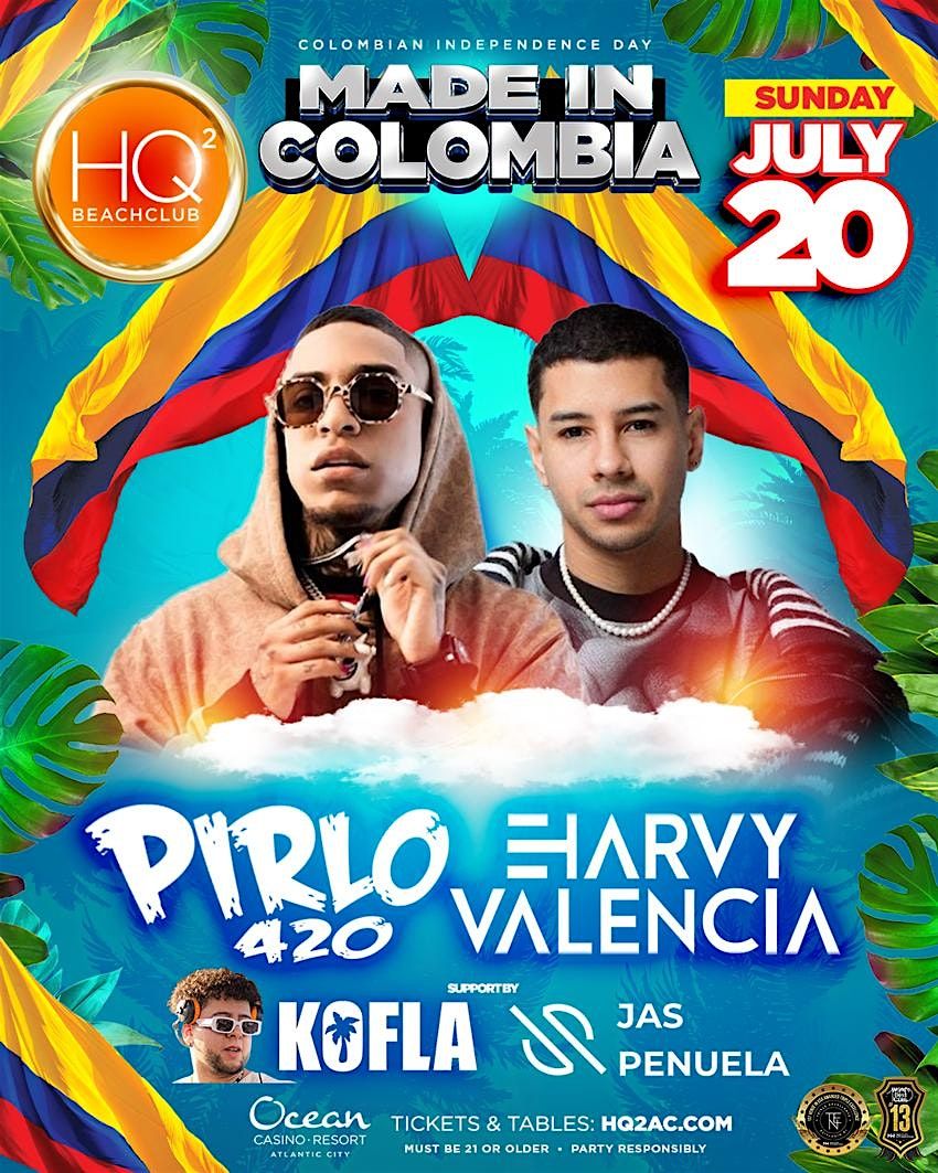 MADE IN COLOMBIA W/ PIRLO 420 & HARVY VALENCIA at HQ2, 20 July | Event in Atlantic City | AllEvents