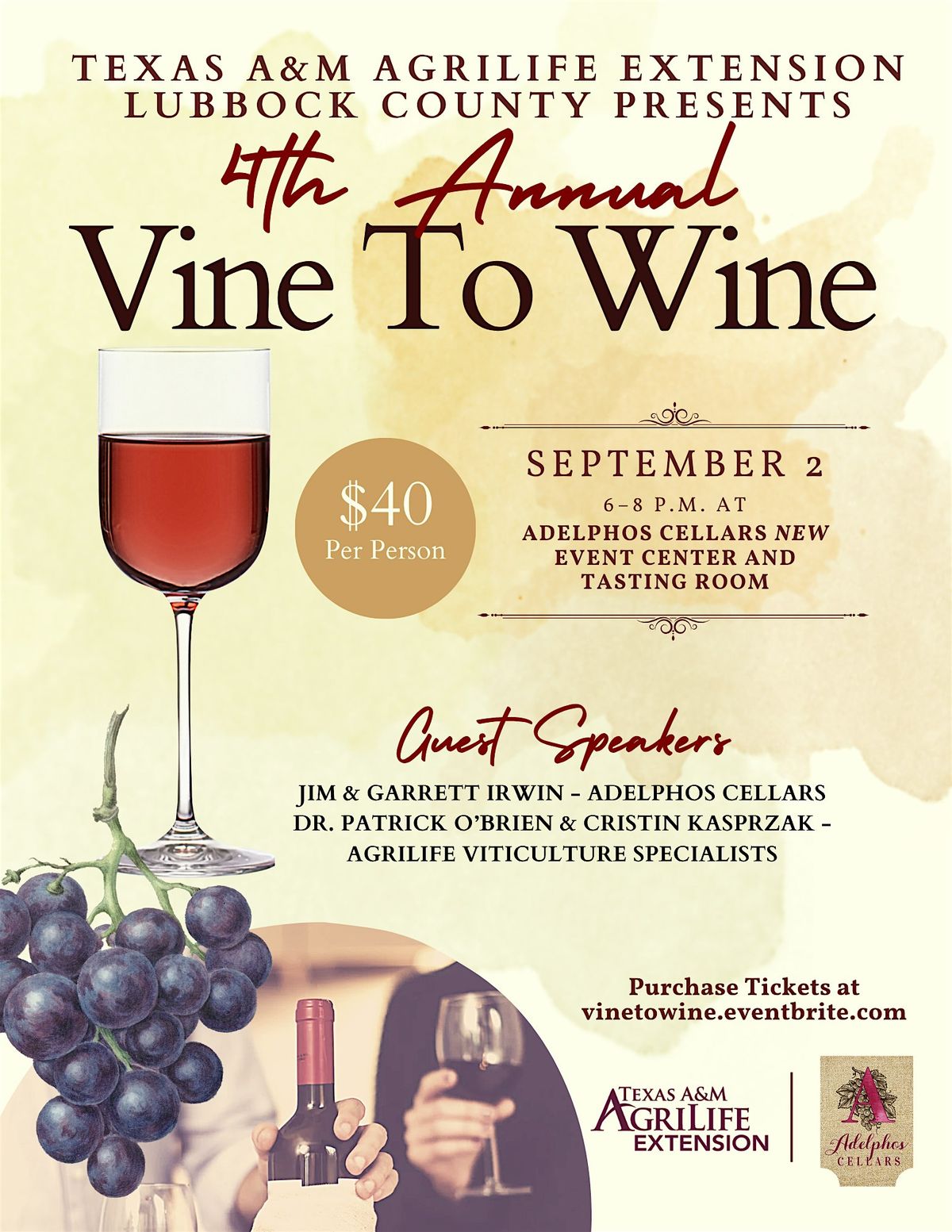 2025 Vine to Wine, Adelphos Cellars, 2 September | Event in Lubbock | AllEvents