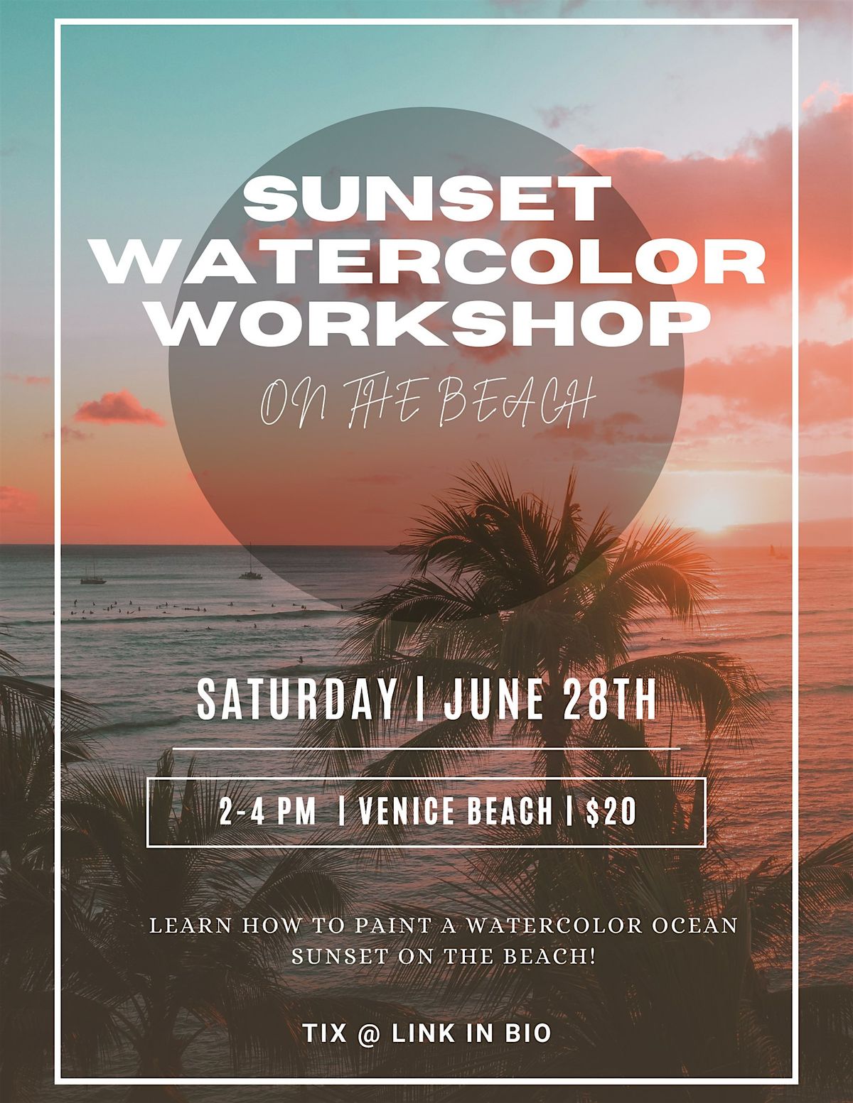 Watercolor Workshop on the Beach!, 28 June | Event in Venice | AllEvents
