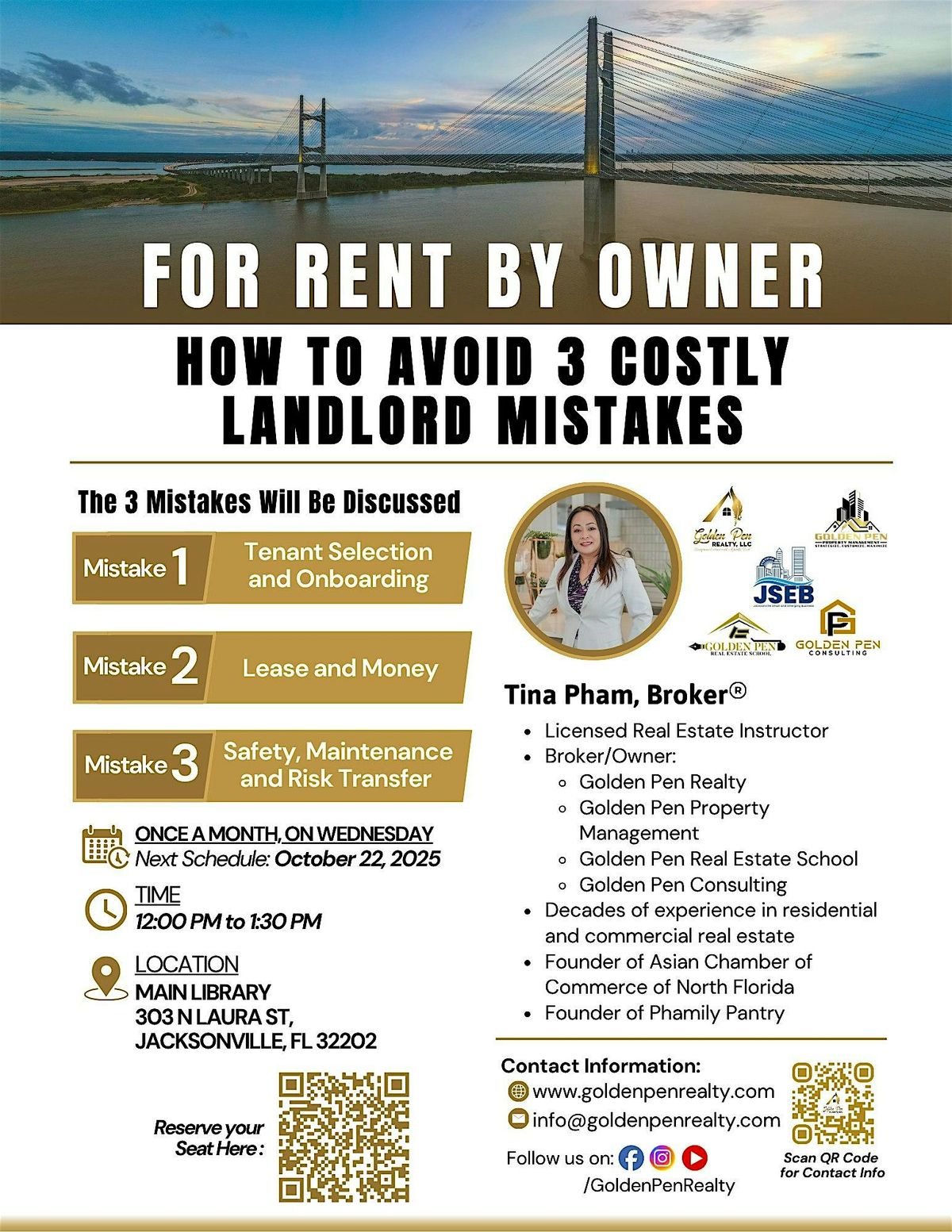 For Rent by Owner: How to Avoid 3 Costly Landlord Mistakes, 22 October | Event in Jacksonville | AllEvents
