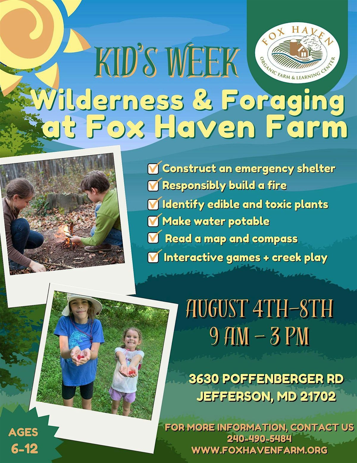Kid's Week: Wilderness & Foraging Series [Ages 6-12], 4 August | Event in Jefferson | AllEvents