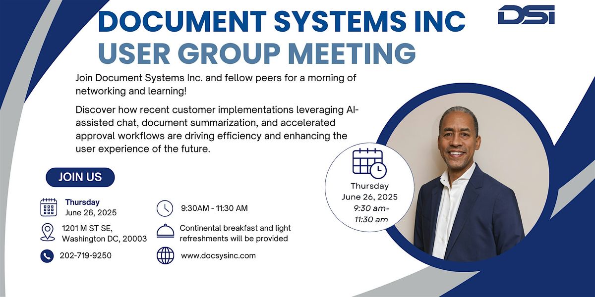 Document Systems Inc. User Group Meeting, 26 June | Event in Washington | AllEvents