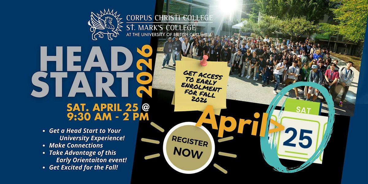 "Head Start" to Corpus Christi  College | Early Orientation for Fall 2026, 25 April | Event in Vancouver