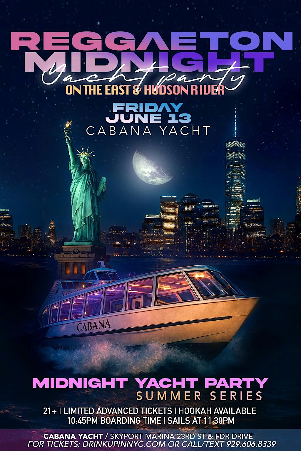 Reggaeton Midnight Yacht Party on the Hudson | NYC Summer Series, 13 June | Event in New York | AllEvents