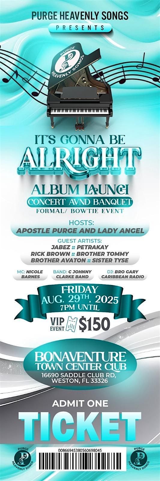 It's Gonna Be Alright Album Launch Concert & Banquet, 29 August | Event in Weston | AllEvents