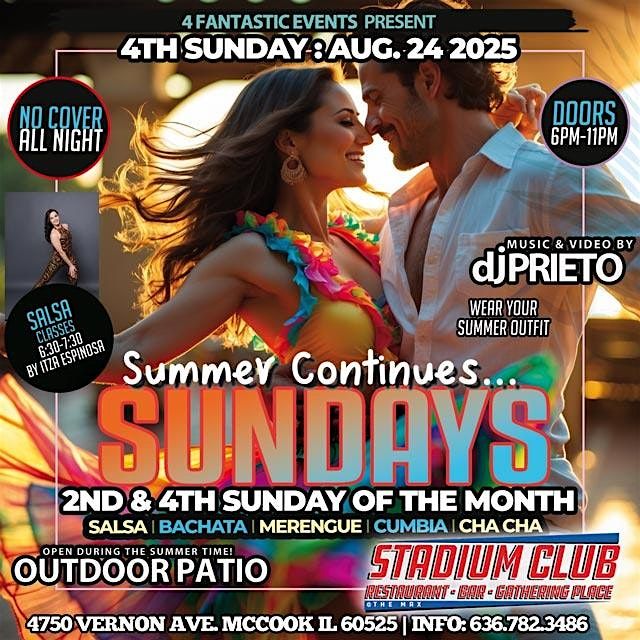 Summer Continues… Salsa Sunday @ The Stadium Club – FREE ADMISSION!, 24 August | Event in McCook | AllEvents