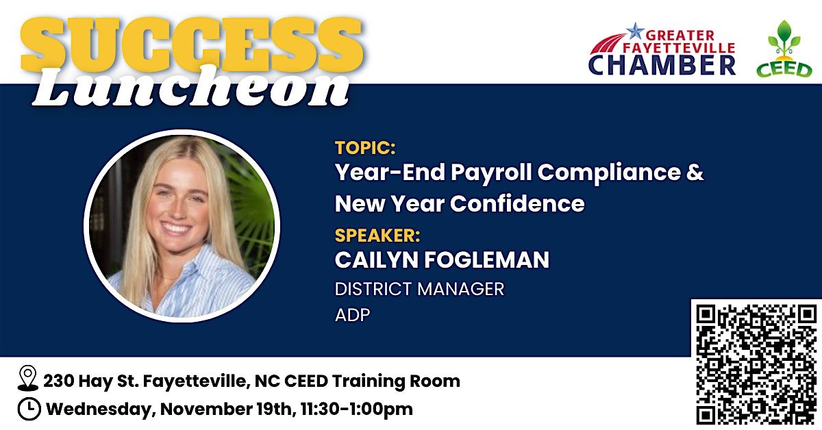 Success Luncheon: Payroll Year-End Wrap Up & 2026 Compliance, 19 November | Event in Fayetteville | AllEvents