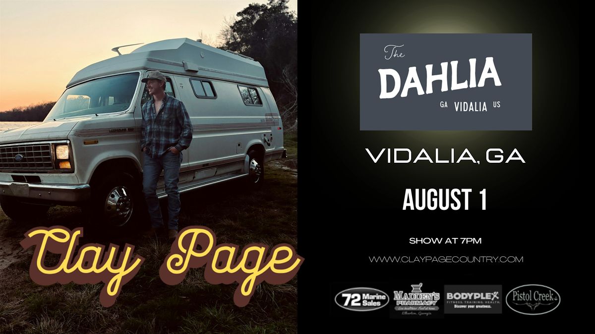 Clay Page at The Dahliaga, 1 August | Event in Vidalia | AllEvents