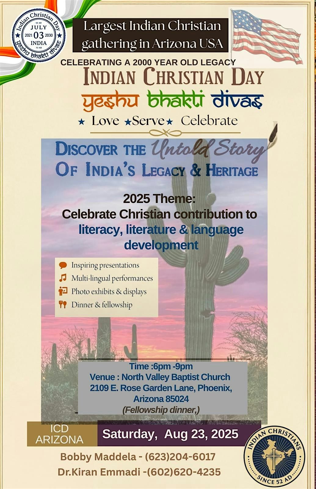 Indian Christian Day Celebrations - Phoenix, 23 August | Event in Phoenix | AllEvents
