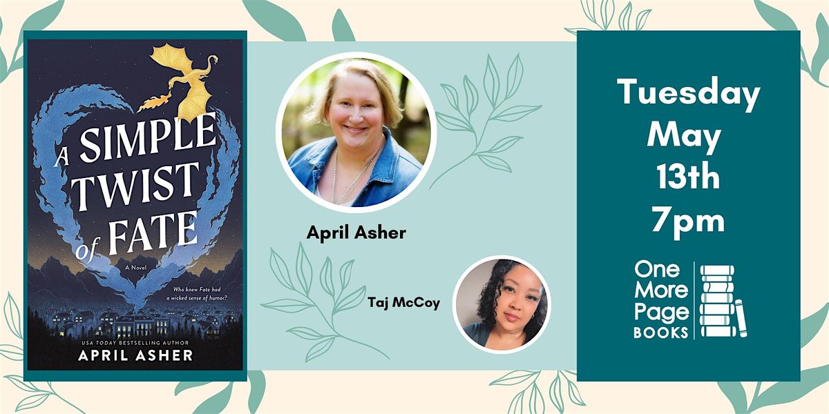 Celebrate  A SIMPLE TWIST OF FATE with Author April Asher, 13 May | Event in Arlington | AllEvents