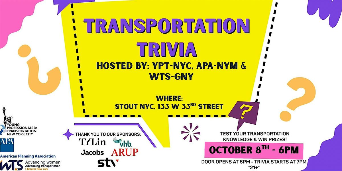 Transportation Trivia Night! (Hosted by YPT-NYC, APA-NYM, and WTS-GNY) | Event in New York | AllEvents