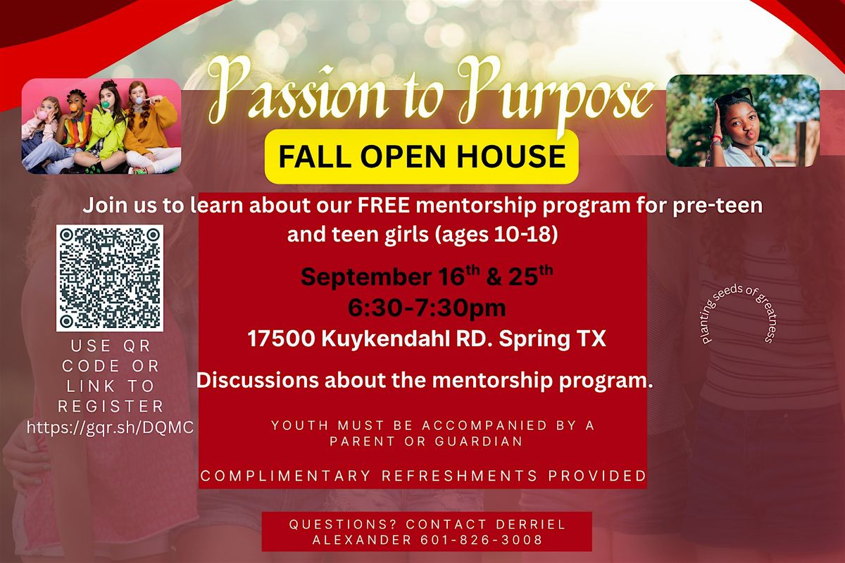 Passion to Purpose Youth Mentorship, 16 September | Event in Spring | AllEvents
