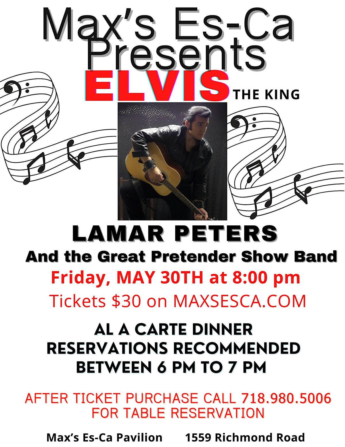 Elvis the King- Lamar Peters & The Great Pretender Show Band, 30 May | Event in Staten Island | AllEvents