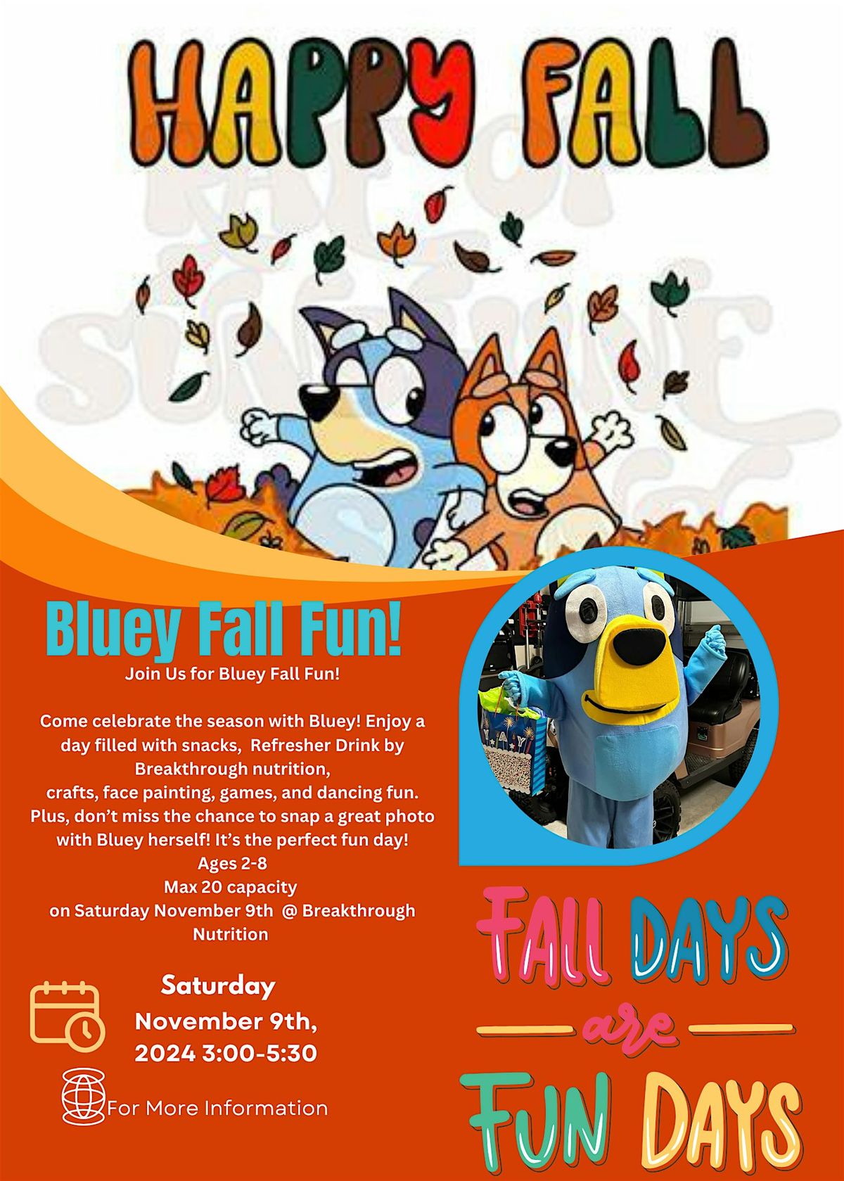 Bluey Fall Fun!, Breakthrough Nutrition, Beaufort, 9 November 2024 ...