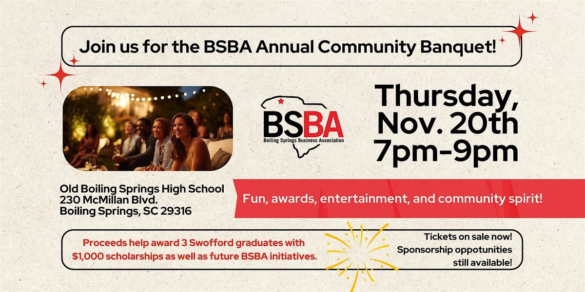 BSBA Annual Community Banquet, 20 November | Event in Boiling Springs | AllEvents