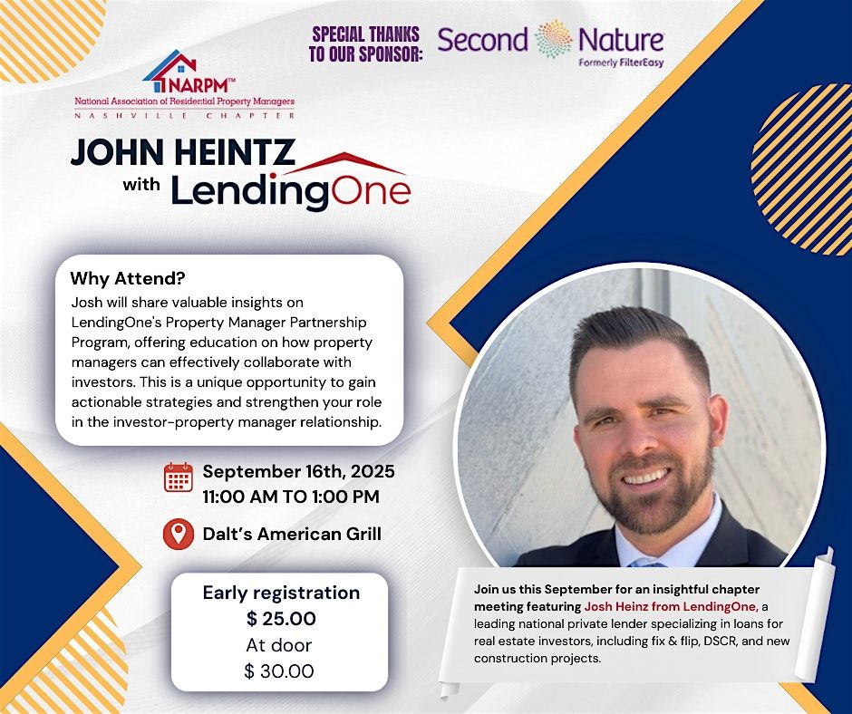 Chapter Meeting with Josh Heinz, 16 September | Event in Nashville | AllEvents
