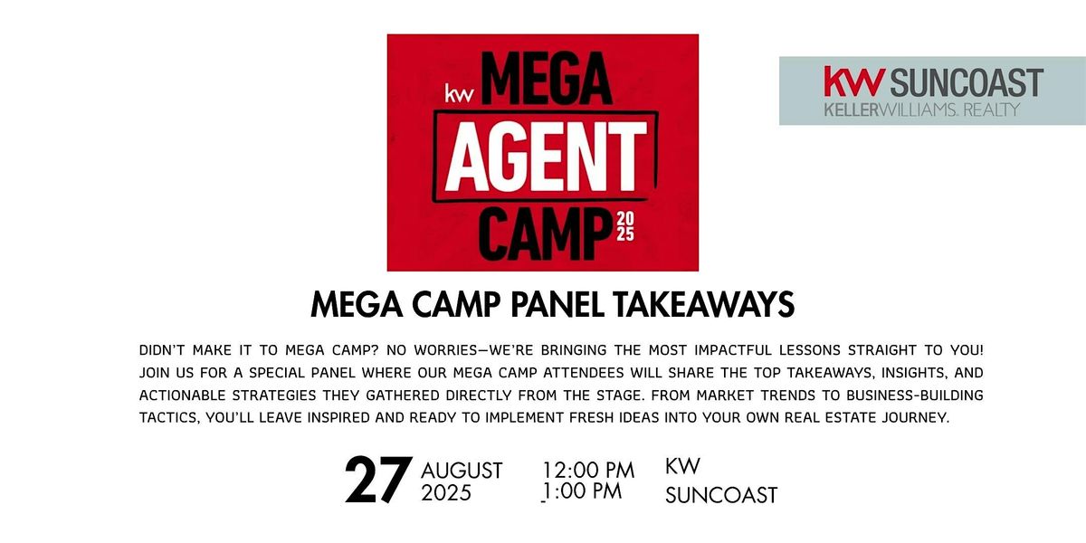 MEGA Camp Panel Takeaways, 27 August | Event in Bradenton | AllEvents