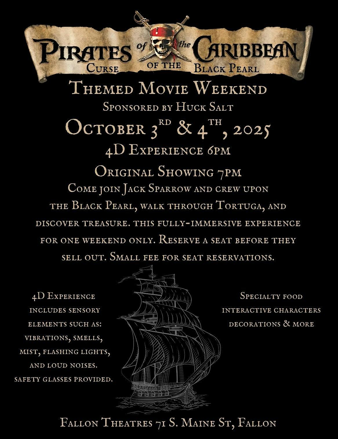 4D Pirates of the Caribbean Black Pearl Saturday October 4th, 2025, 4 October | Event in Fallon | AllEvents