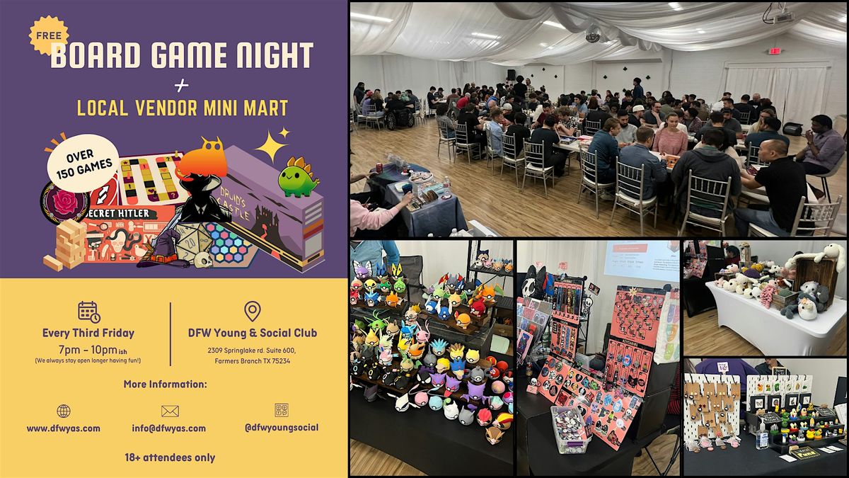 Social Board Game Night + Mini Mart, 19 September | Event in Farmers Branch | AllEvents