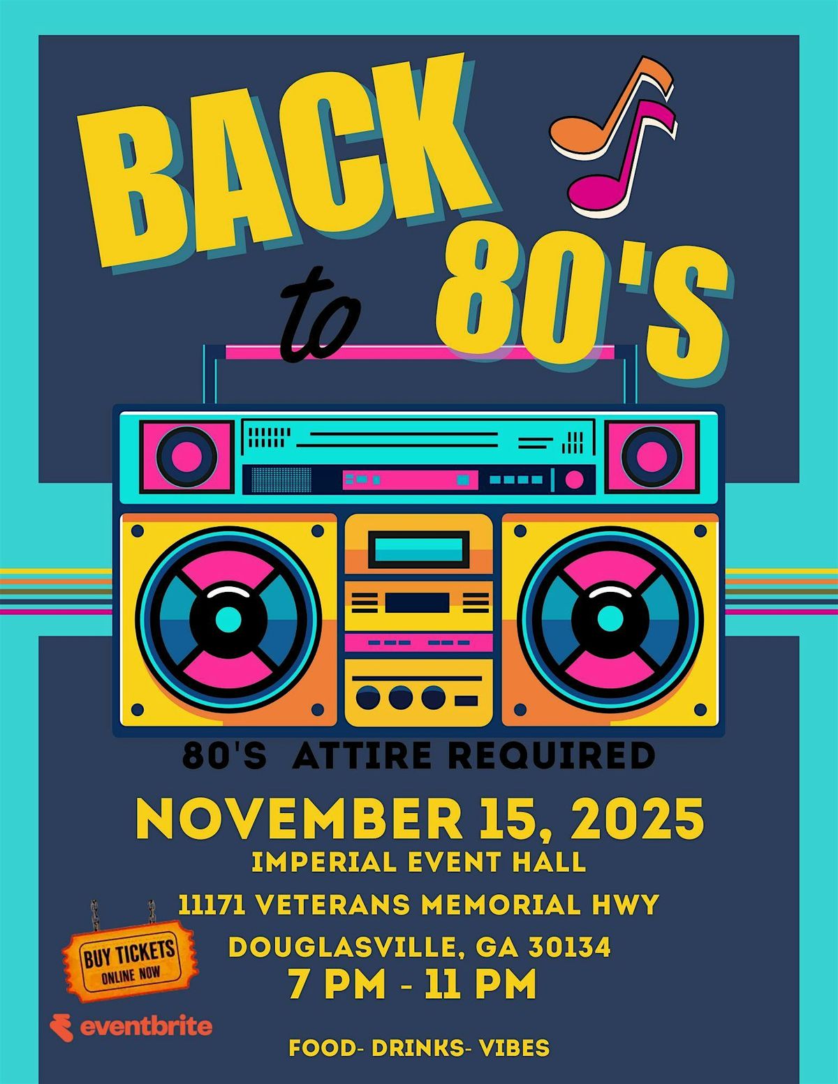 TAKE IT BACK TO THE 80’s, 15 November | Event in Douglasville | AllEvents