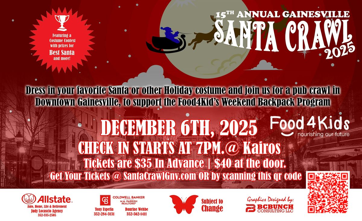 15th Annual Gainesville Santa Crawl, 6 December | Event in Gainesville | AllEvents