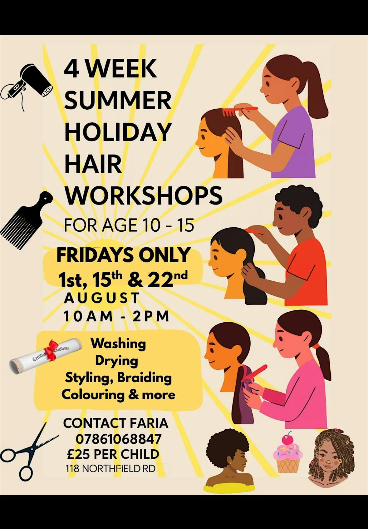 Week 4 Summer holiday hairdressing workshop, 22 August | Event in Netherton | AllEvents