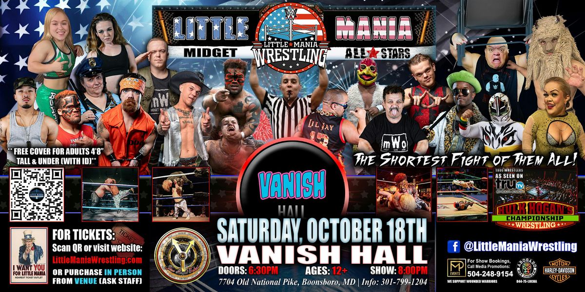 Boonsboro, MD - Little Mania Midget Wrestling @ Vanish Hall, 18 October | Event in Boonsboro | AllEvents