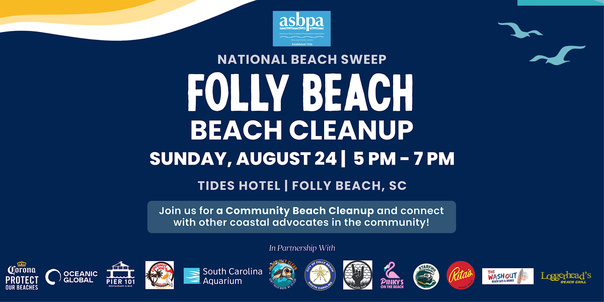 Oceanic Global & ASBPA National Beach Sweep: Folly Beach Community Cleanup, 24 August | Event in Folly Beach