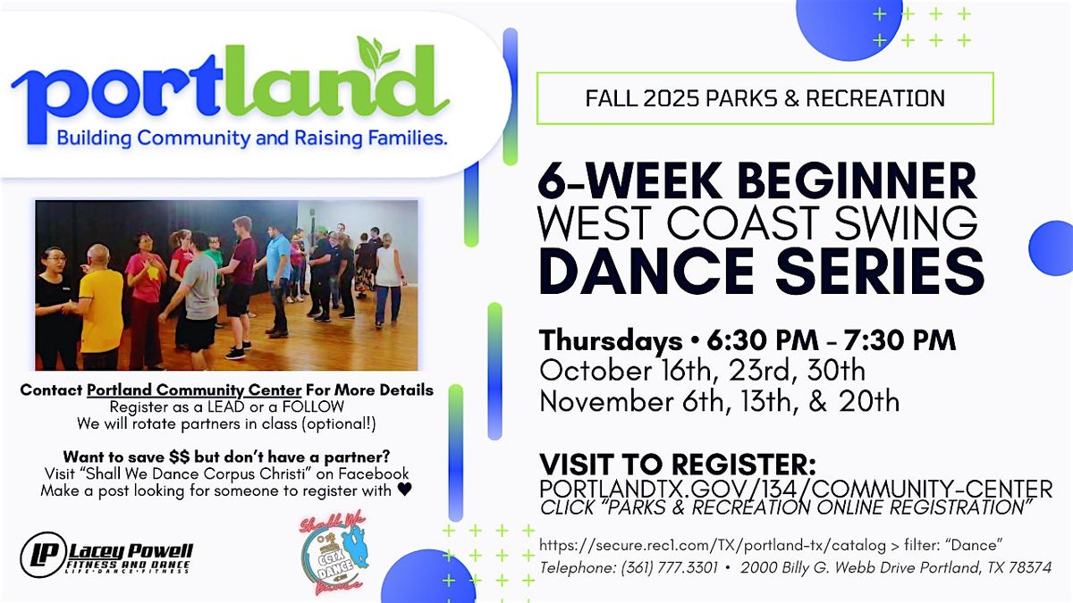 Portland TX • 6-Week Beginner West Coast Swing Series (FALL 2025) - THURSDA, 16 October | Event in Portland