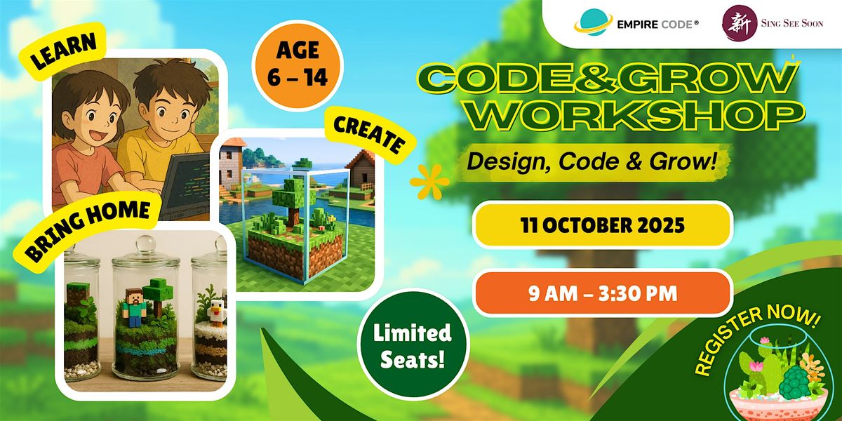 Kids’ Minecraft Coding, Art & Terrarium Building Workshop (Ages 6 - 14), 11 October | Event in Singapore