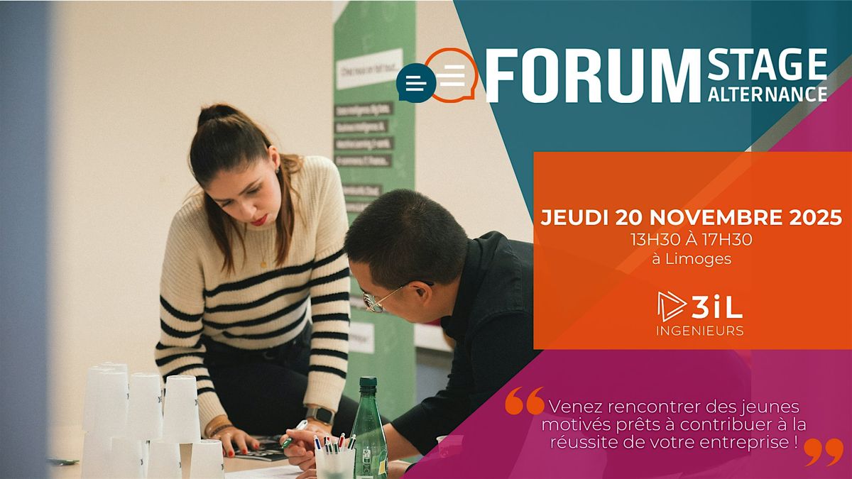 Forum Stage & Alternance - 3iL - Novembre 2025, 20 November | Event in Limoges | AllEvents
