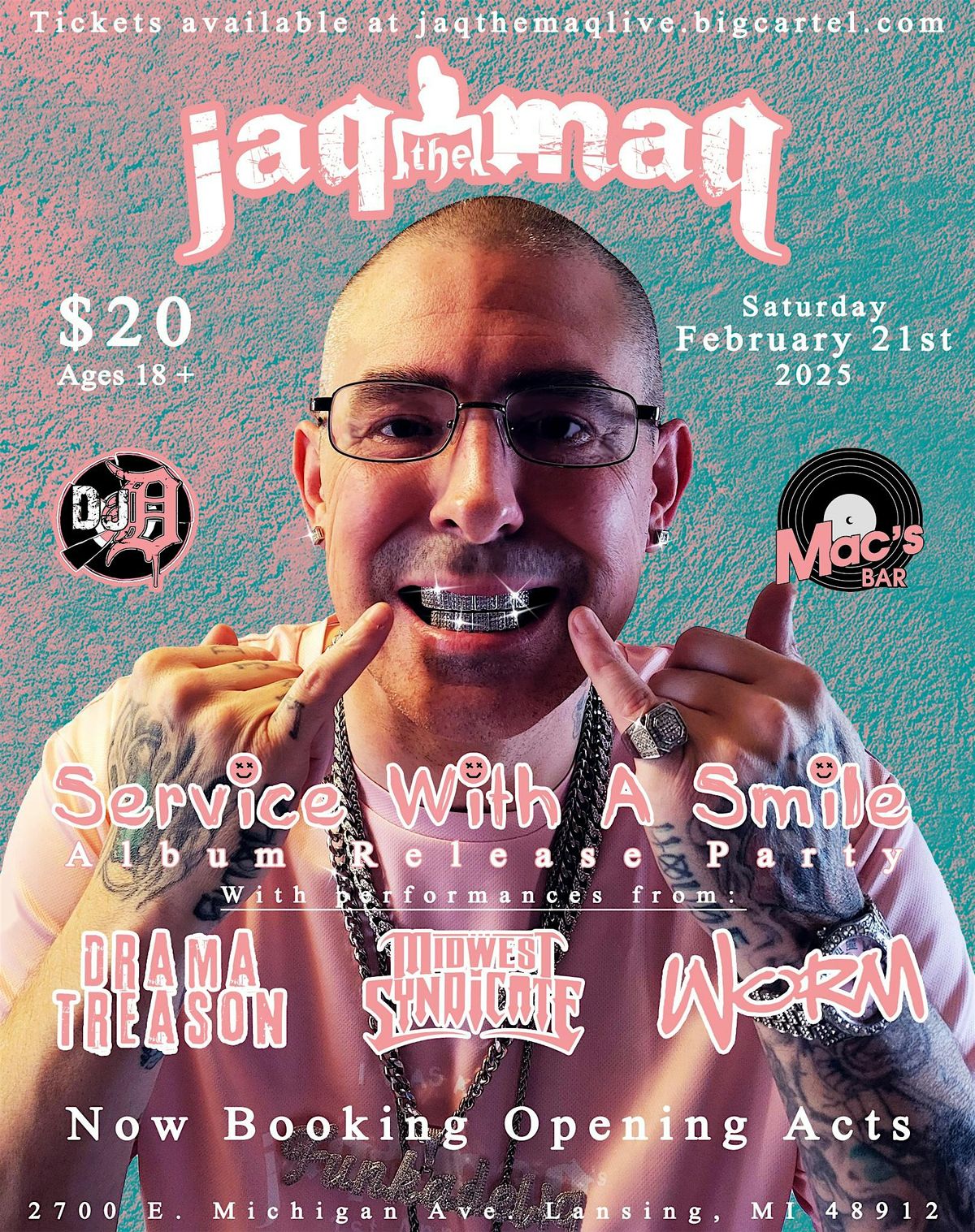 Jaq The Maq's Service With A Smile Album Release Party, 21 February | Event in Lansing | AllEvents