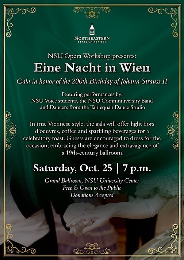 NSU Opera Workshop Gala: Eine Nacht in Wien, 25 October | Event in Tahlequah | AllEvents