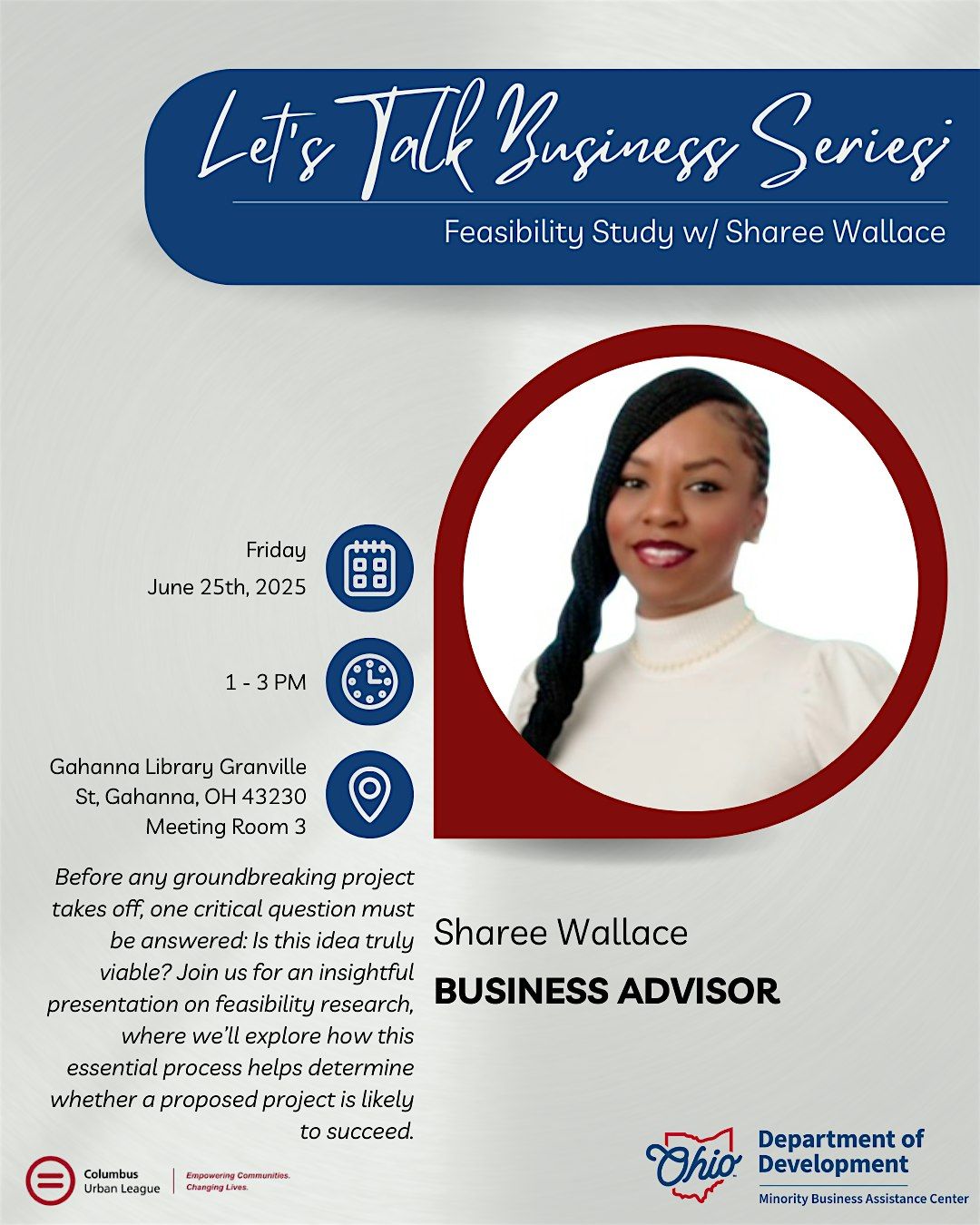 Let's Talk Business : Feasibility Study w/ Sharee Wallace, 25 June | Event in Gahanna | AllEvents