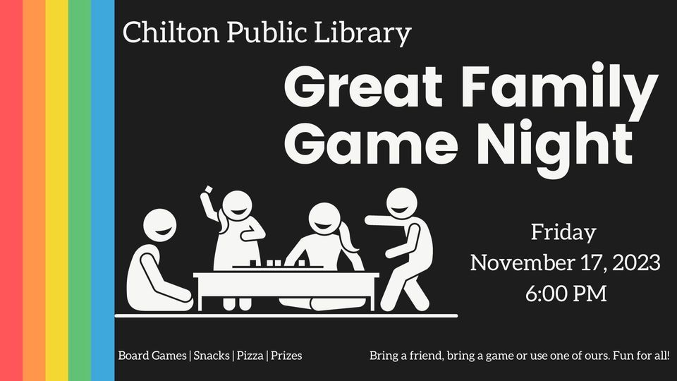 Great Family Game Night, Chilton Public Library, November 17 2023