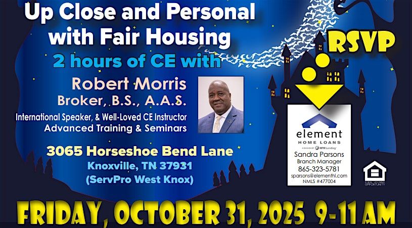 Up Close and Personal with Fair Housing CE Class with Robert Morris Broker, 31 October | Event in Knoxville