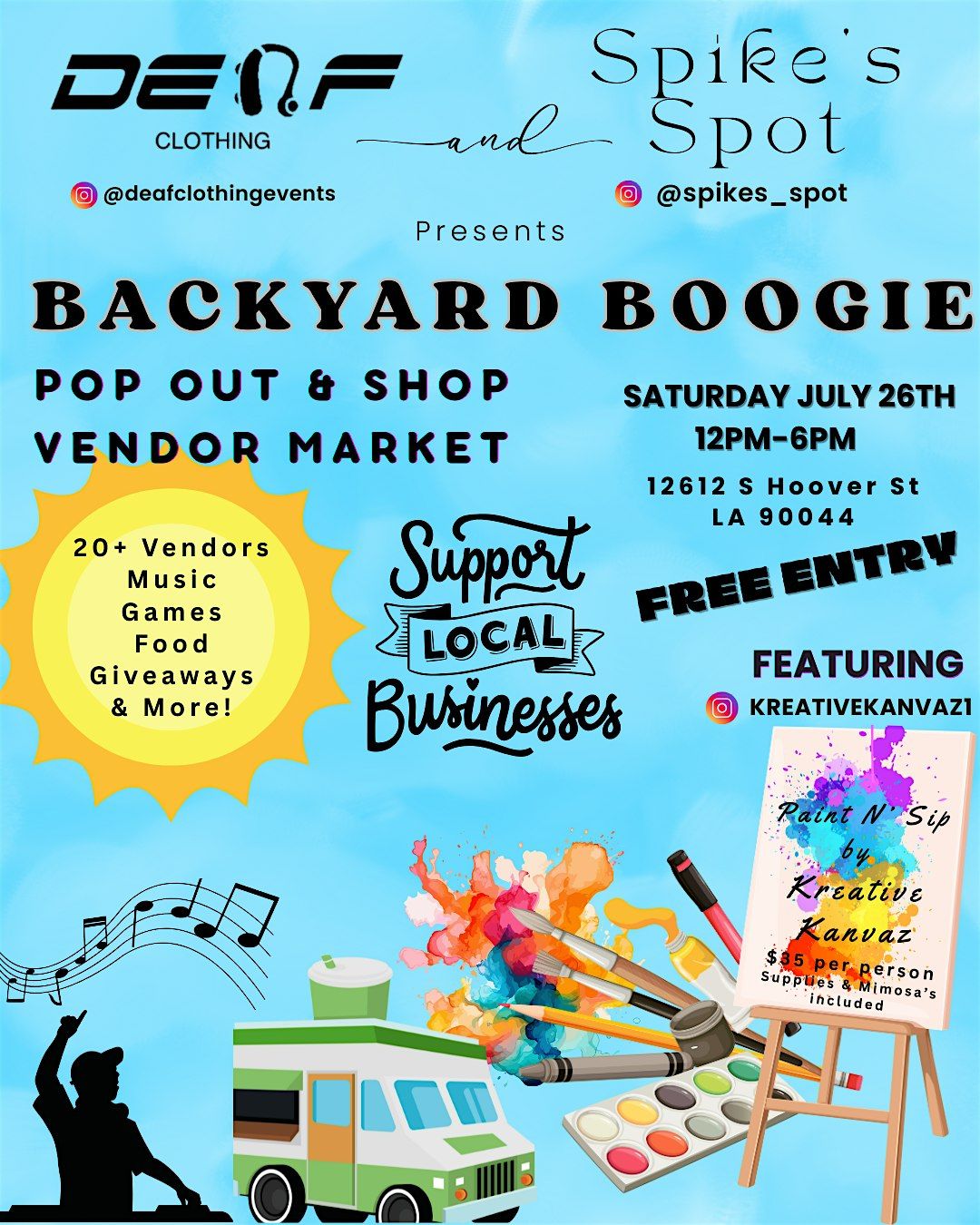 Backyard Boogie: Sip & Paint, 26 July | Event in Los Angeles | AllEvents